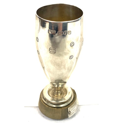 479 - Hallmarked silver sellotape products limited award cup, approximate height 5 inches