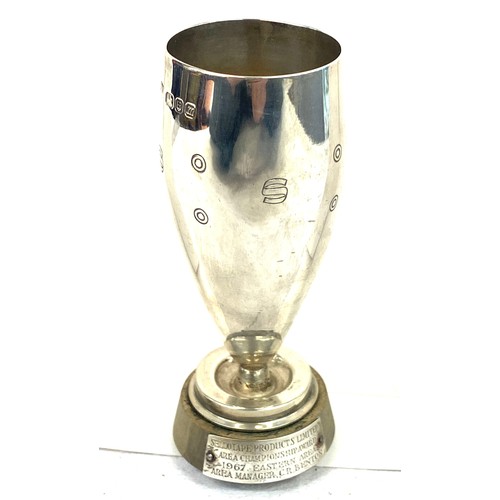 479 - Hallmarked silver sellotape products limited award cup, approximate height 5 inches