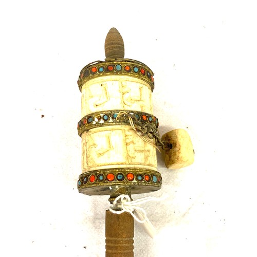 413 - Antique Turquoise and coral Tibetian prayer wheel