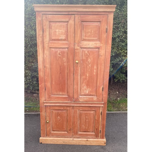 535 - Antique Pine 3 door kitchen cabinet, approximate measurements: Height 75 inches, Width 38.5 inches, ... 