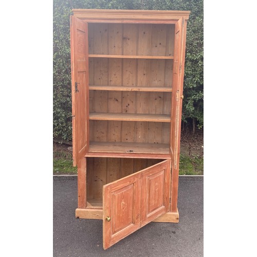 535 - Antique Pine 3 door kitchen cabinet, approximate measurements: Height 75 inches, Width 38.5 inches, ... 