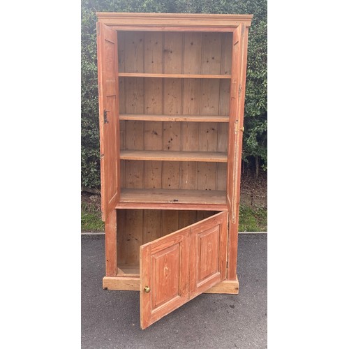 535 - Antique Pine 3 door kitchen cabinet, approximate measurements: Height 75 inches, Width 38.5 inches, ... 