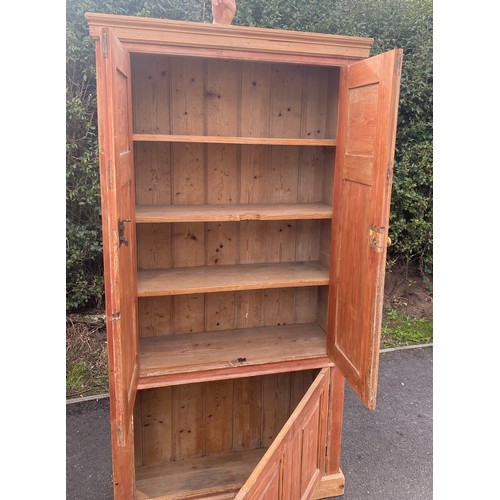 535 - Antique Pine 3 door kitchen cabinet, approximate measurements: Height 75 inches, Width 38.5 inches, ... 