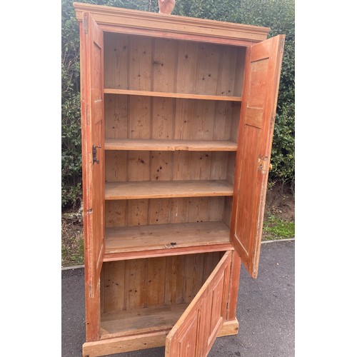 535 - Antique Pine 3 door kitchen cabinet, approximate measurements: Height 75 inches, Width 38.5 inches, ... 