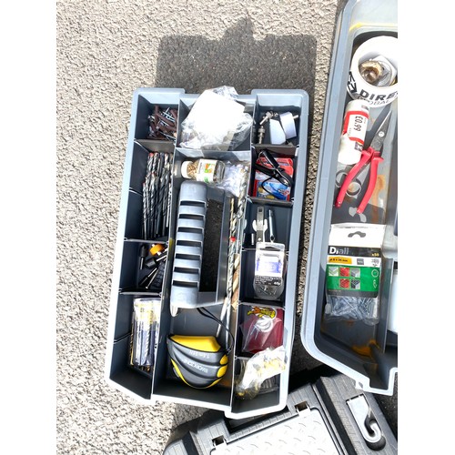 195 - A large ZAG tool box with contents to include- sockets, hammers, pilers, tape measures etc