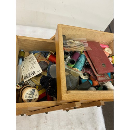 127 - Vintage sewing box and contents