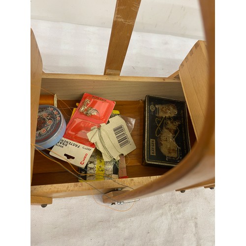 127 - Vintage sewing box and contents