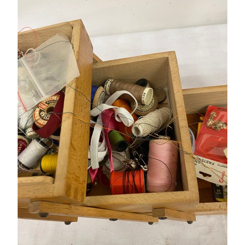 127 - Vintage sewing box and contents