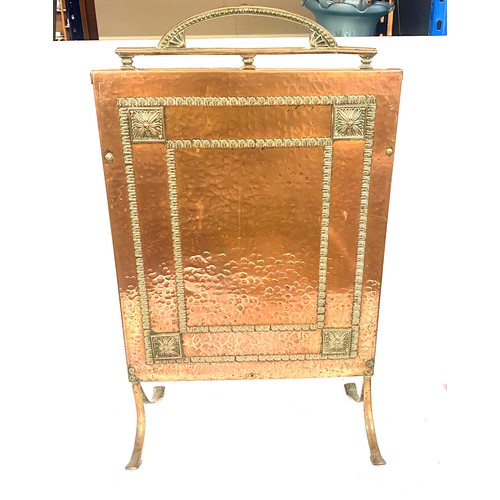 264 - Vintage copper fire screen measures approx 27 inches tall 17 inches wide