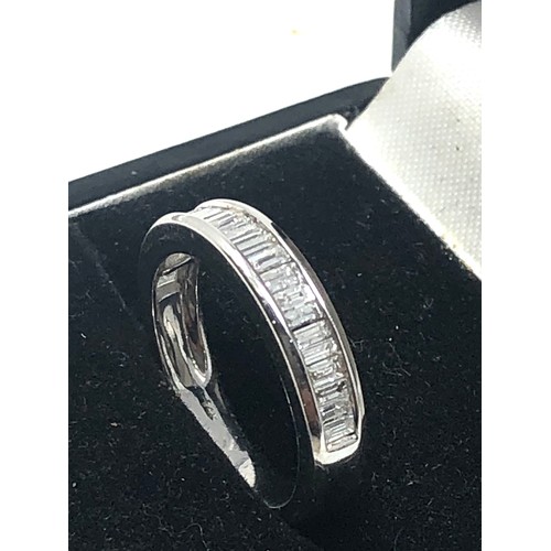 82 - Fine 14ct white gold diamond half eternity ring weight 2.9g