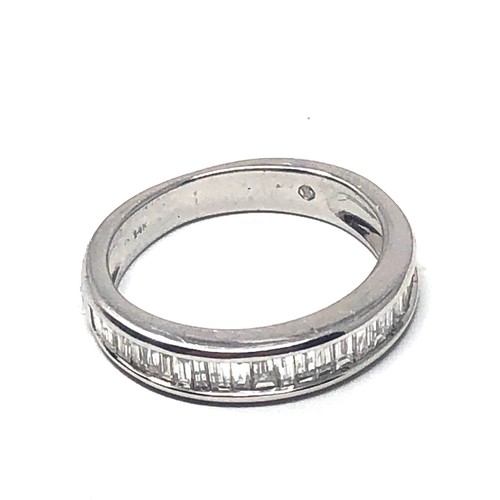 82 - Fine 14ct white gold diamond half eternity ring weight 2.9g