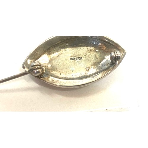 392 - Hallmarked silver mother of pearl set vintage brooch