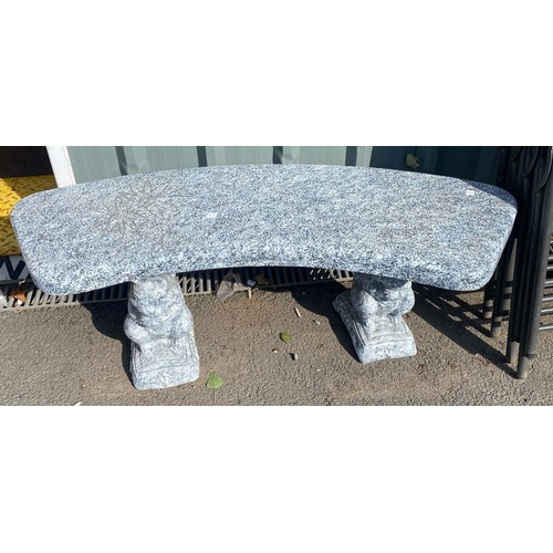 100V - Concrete garden bench measures approx 17 inches high and 45 inches width