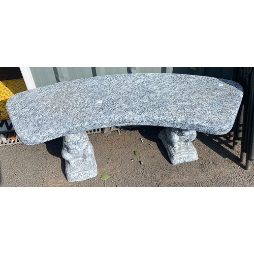 100V - Concrete garden bench measures approx 17 inches high and 45 inches width