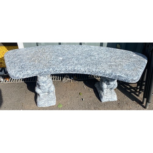 100V - Concrete garden bench measures approx 17 inches high and 45 inches width