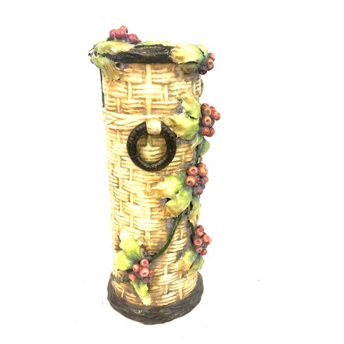 62 - Majolica amphora 1 5 33 berry long vase measures approx 16 inches tall