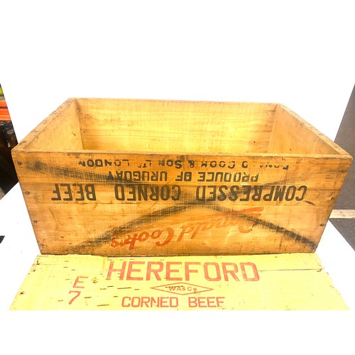 239 - Vintage advertising Donald cooks Compress corned beef box measures approx 22.5 inches by 13.5inches ... 