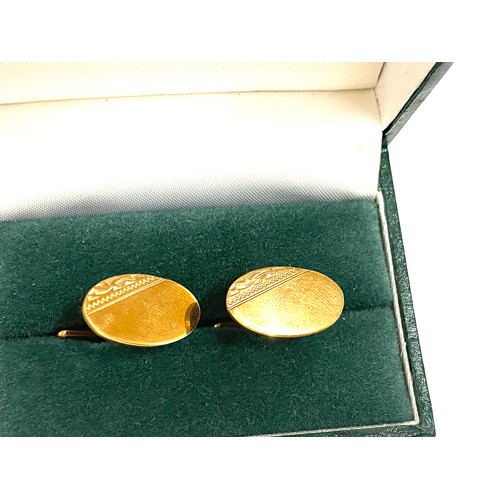 513 - Pair of 9ct gold gents cufflinks, hallmarked, total weight 7.2grams