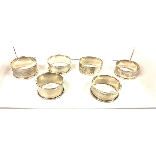 444 - Selection of 6 silver hallmarked napkin rings