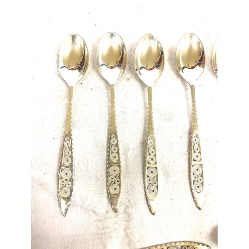 462 - Selection of silver cutlery includes continental silver spoons, pickle fork etc total weight 114g