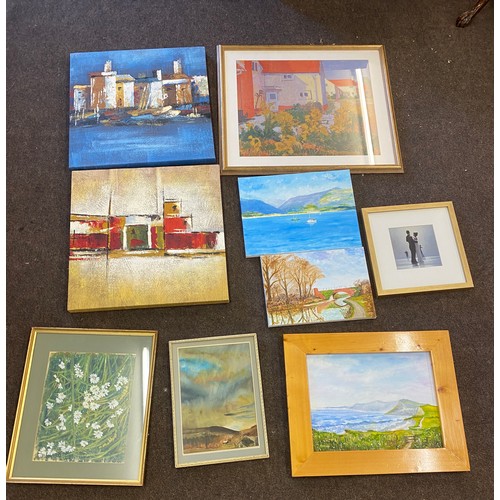 212 - Large selection of assorted picture/ prints includes canvas, signed painting etc largest measures ap... 