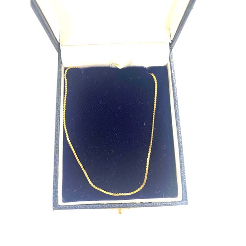 495 - Ladies boxed Lumbers 9ct Gold chain, hallmarked, total weight approx 2 grams