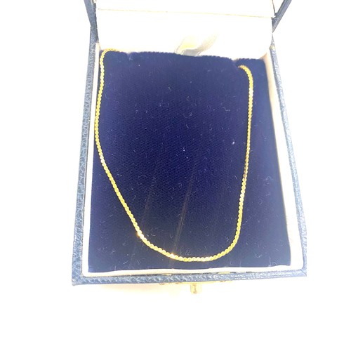 495 - Ladies boxed Lumbers 9ct Gold chain, hallmarked, total weight approx 2 grams