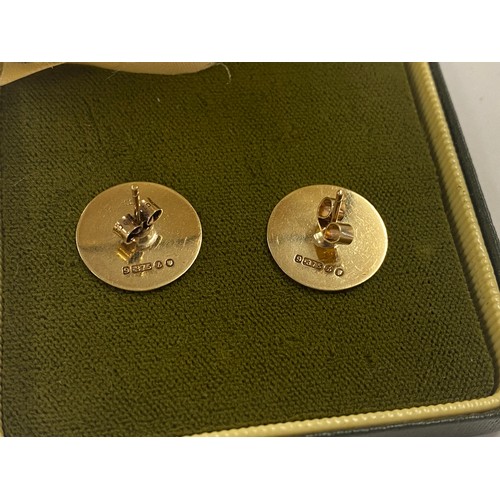 504 - Pair of vintage ladies Herbert Wolf 9ct gold hallmarked earrings total weight 3.7grams, boxed