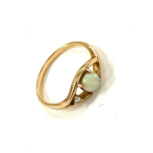 452 - Vintage 9ct gold opal and diamond ring marked 375, weight approx 1.7 grams  uk ring size N