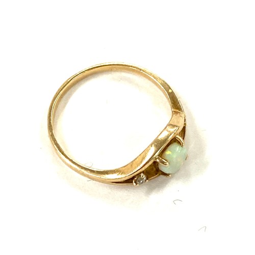 452 - Vintage 9ct gold opal and diamond ring marked 375, weight approx 1.7 grams  uk ring size N