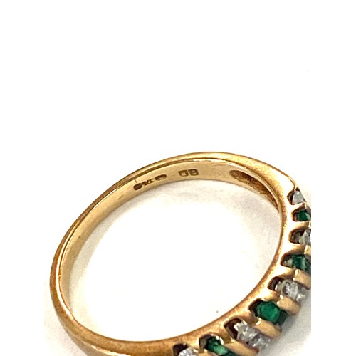 455 - Vintage 9ct gold emerald and diamond ring marked 375 weight approx 1.8 grams uk ring size k +