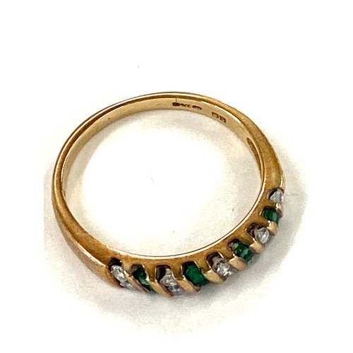 455 - Vintage 9ct gold emerald and diamond ring marked 375 weight approx 1.8 grams uk ring size k +