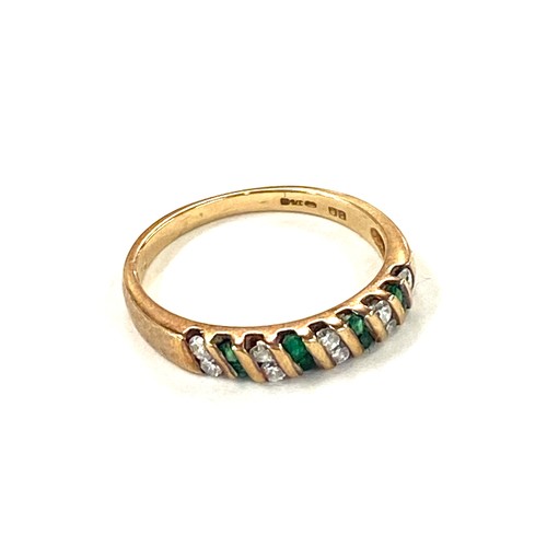 455 - Vintage 9ct gold emerald and diamond ring marked 375 weight approx 1.8 grams uk ring size k +