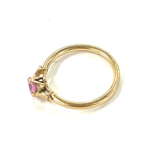 453 - Vintage 9ct gold pink cz Ring marked 9ct weight 1.1grams uk ring size n+