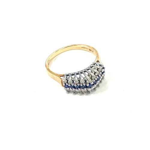 457 - Vintage 9ct gold diamond and sapphire ring marked 9ct total weight 3.2grams uk ring size N