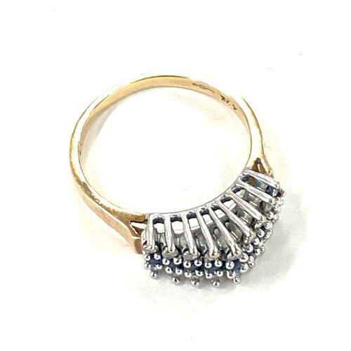 457 - Vintage 9ct gold diamond and sapphire ring marked 9ct total weight 3.2grams uk ring size N