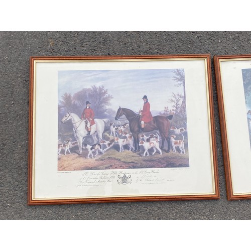 29 - 2 Framed hunting scene prints measures approx 30 inches wide 24 inches tall