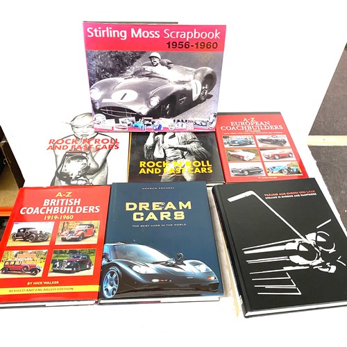 217 - Selection hard back automobile / car books includes Rock and roll and fast cars, Stirling moss scrap... 