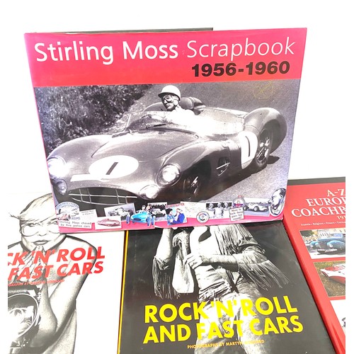 217 - Selection hard back automobile / car books includes Rock and roll and fast cars, Stirling moss scrap... 