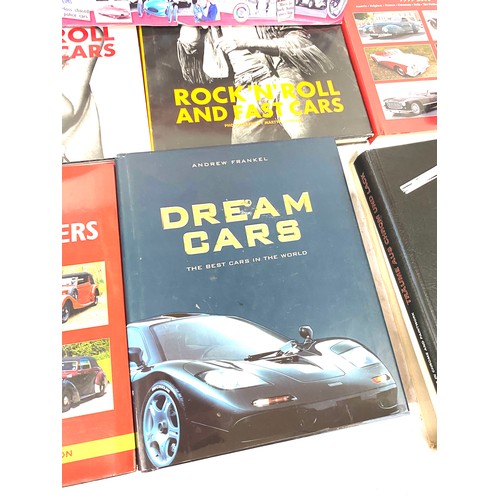 217 - Selection hard back automobile / car books includes Rock and roll and fast cars, Stirling moss scrap... 