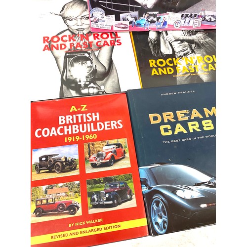 217 - Selection hard back automobile / car books includes Rock and roll and fast cars, Stirling moss scrap... 