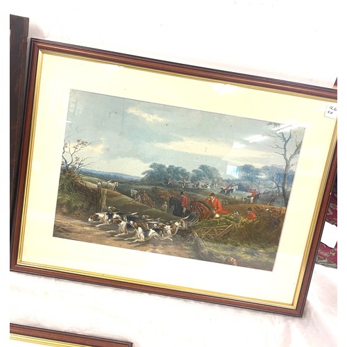 54 - 3 Framed hunting scene prints, largest measures approx 20 inches by 16.6 inches