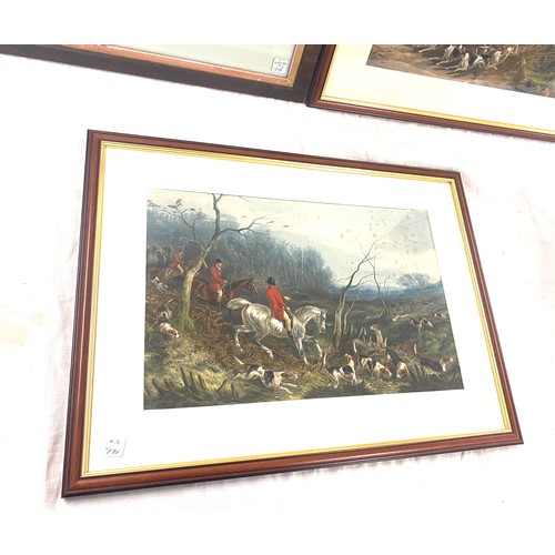 54 - 3 Framed hunting scene prints, largest measures approx 20 inches by 16.6 inches