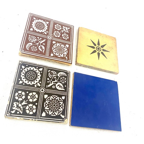 27 - Selection of 4 vintage Tiles includes Minton, Craven Dunnill tile etc, each tile measures approx 6 i... 