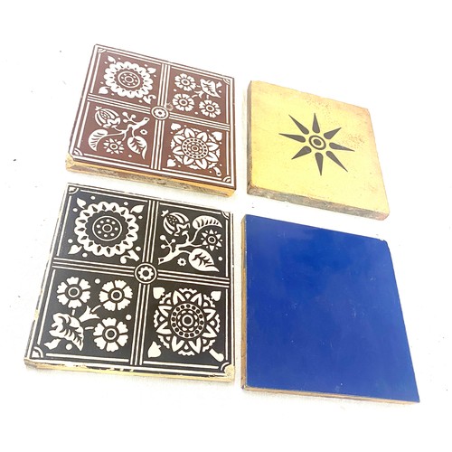 27 - Selection of 4 vintage Tiles includes Minton, Craven Dunnill tile etc, each tile measures approx 6 i... 