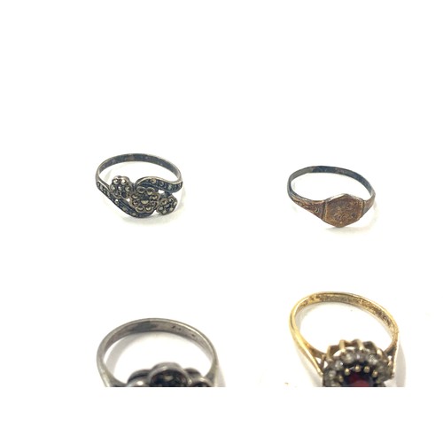 505 - Selection of 4 vintage silver marcasite and stone set ladies rings