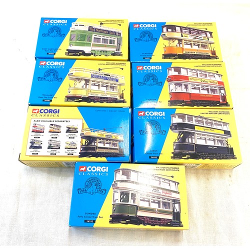 434 - 7 Brand new in boxes Corgi Classic limited edition trams includes 36603, 36801, 36601, 36701, 36602,... 