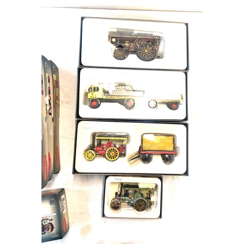 437 - 4 Boxed Corgi Vintage Glory Fowler b6 showmans locomotive, 10 ton road roller, Garrett road tractor ... 