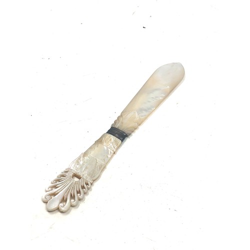 40 - Antique mother of pearl silver mounted letter opener