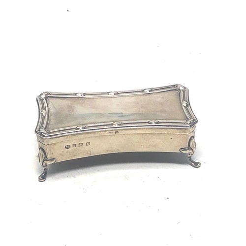 39 - Small antique silver ring box fitted interior Birmingham silver hallmarks